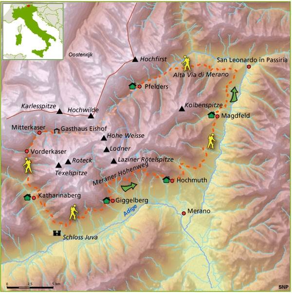 Map: Italië -  Südtirol - Meraner Höhenweg , 7 dagen (SNP Natuurreizen)