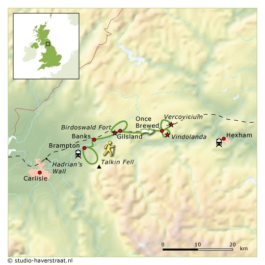 Map: Groot-Brittannië -  Hadrians Wall, 7 dagen (SNP Natuurreizen)