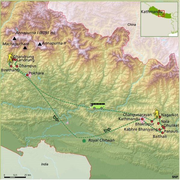 Map: Nepal -  Panorama, 19 dagen (SNP Natuurreizen)