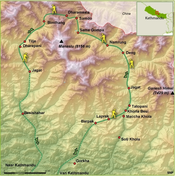 Map: Nepal -  Manaslu, 17 dagen (SNP Natuurreizen)