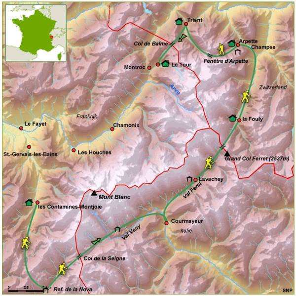 Map: Frankrijk, Italië, Zwitserland -  Haute Savoie, 10 dagen (SNP Natuurreizen)