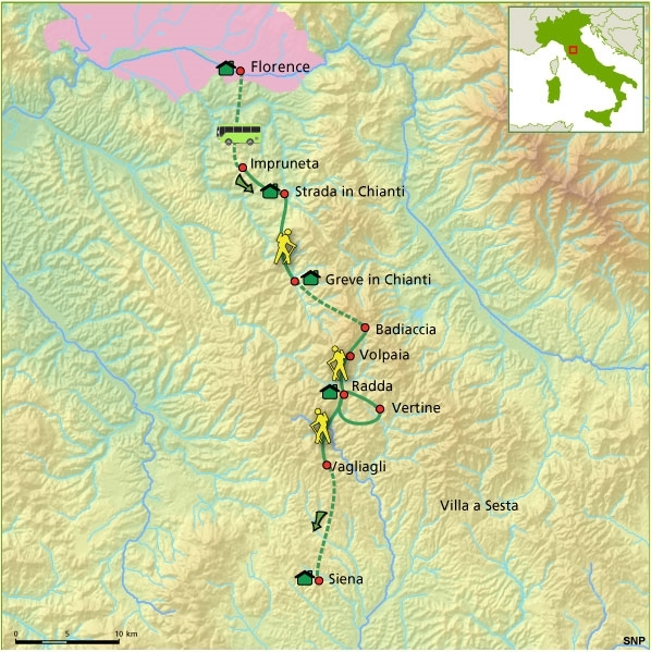 Map: Italië -  Toscane, Charming Chianti, 8 dagen (SNP Natuurreizen)