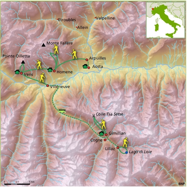 Map: Italië -  Valle d’Aosta, 9 dagen (SNP Natuurreizen)