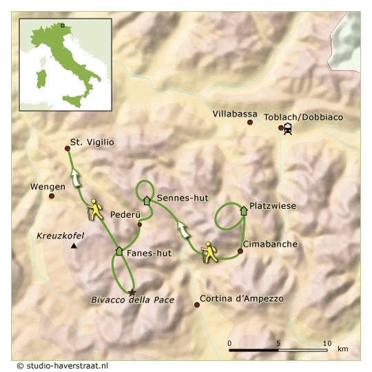 Map: Italië -  Südtirol - Alta Via Dolomiti, 8 dagen (SNP Natuurreizen)