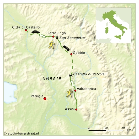 Map: Italië -  Umbrië - noord, 7 dagen (SNP Natuurreizen)