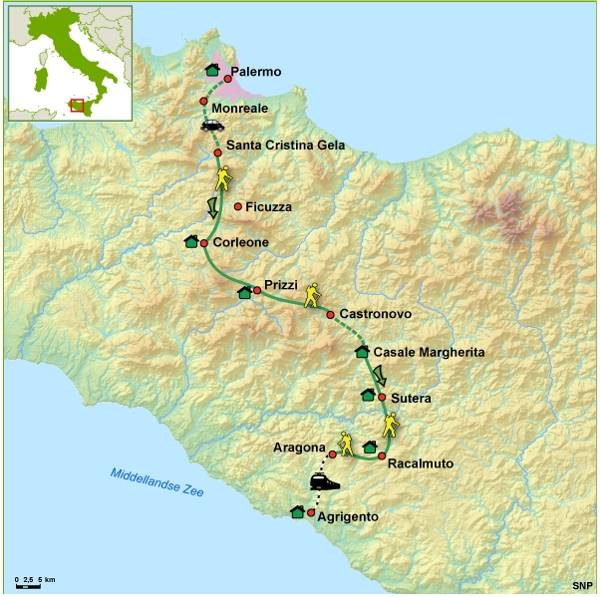 Map: Italië -  Sicilië - Magna Via Francigena, 8 dagen (SNP Natuurreizen)