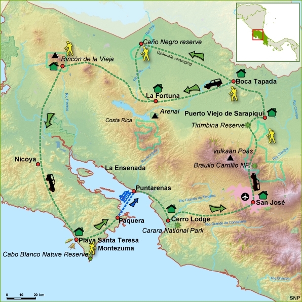 Map: Costa Rica -  Noord, 15 dagen (SNP Natuurreizen)