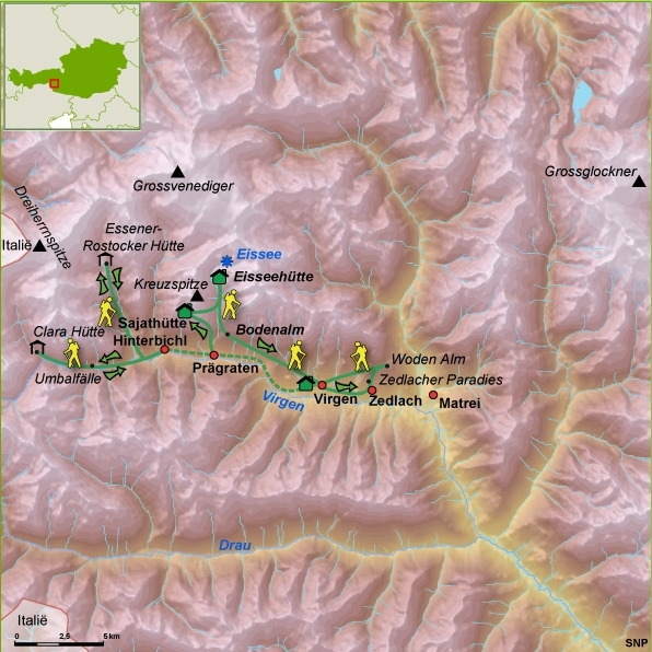 Map: Oostenrijk -  Virgental, 8 dagen (SNP Natuurreizen)