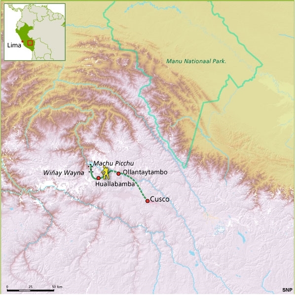 Map: Peru -  Incatrail naar Machu Picchu, 5 dagen (SNP Natuurreizen)