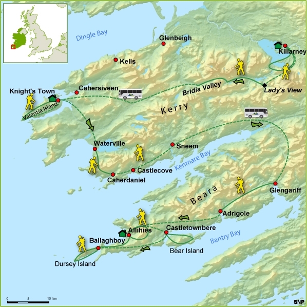 Map: Ierland -  Kerry & Beara, 11 dagen (SNP Natuurreizen)