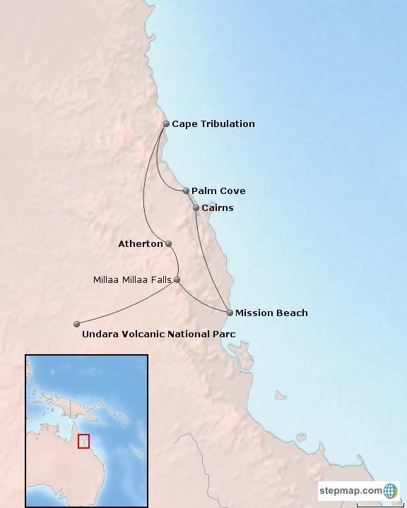 Map: Ontspannen cruisen door Noord Queensland (Riksja)