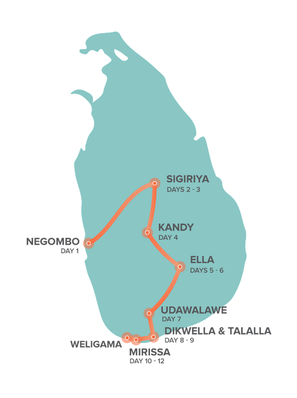 Map: Sri Lanka Experience (INTRO Travel)