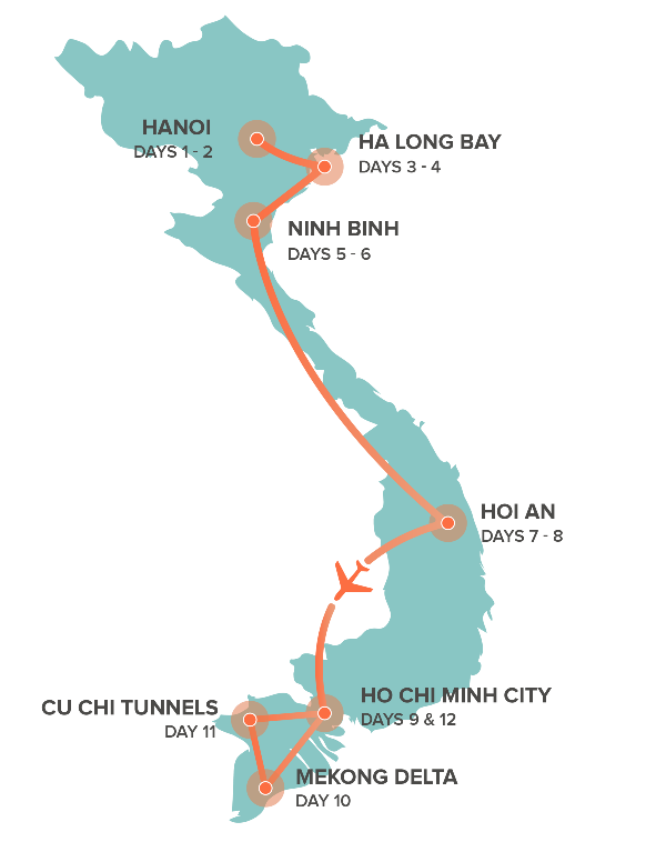 Map: Vietnam Intro (12d) (INTRO Travel)