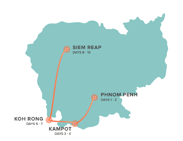 Map: Cambodia Intro (INTRO Travel)