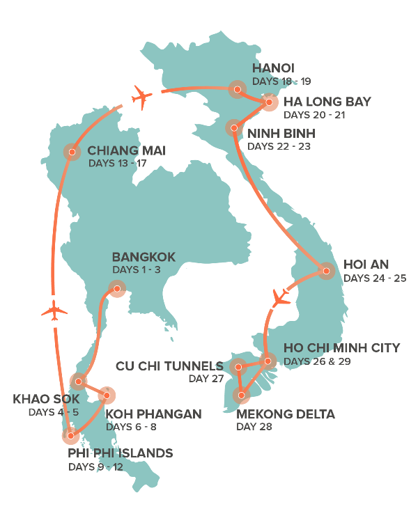 Map: Thailand + Vietnam (INTRO Travel)