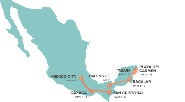Map: Viva Mexico (INTRO Travel)