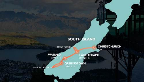 Map: NZ ADVENTURE SOUTH (INTRO Travel)