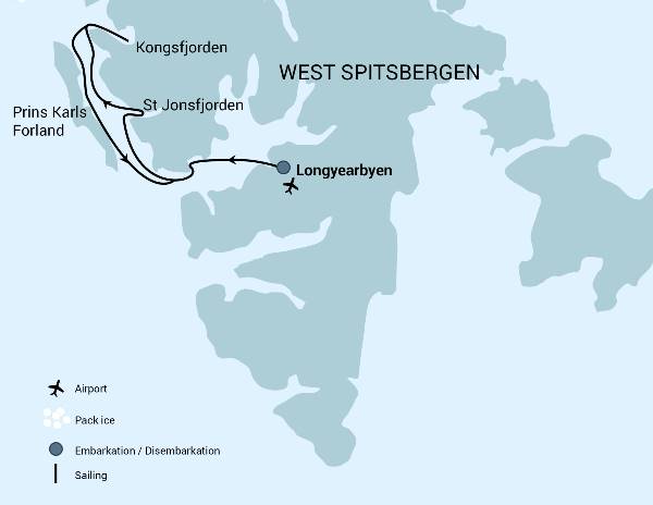 Map: Die Gipfel Spitzbergens – Ski & Segel (Oceanwide)