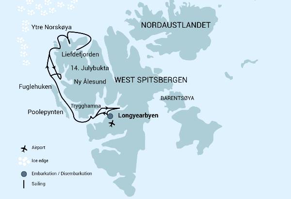 Map: Norte de Spitsbergen, verano ártico (Oceanwide)