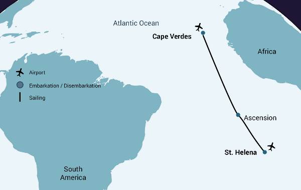 Map: Van St. Helena naar Kaapverdië (Oceanwide)
