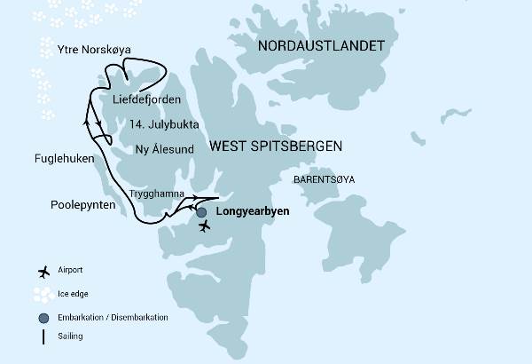 Map: North Spitsbergen, Arctic Summer - Summer Solstice (Oceanwide)