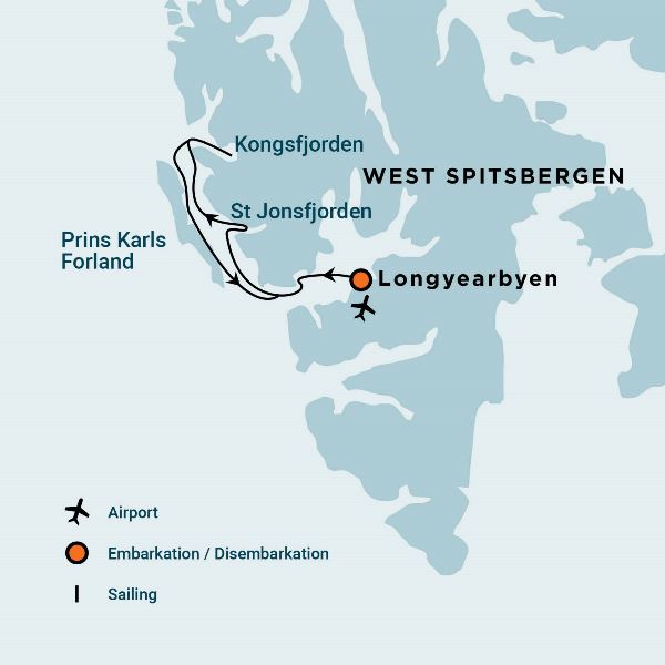 Map: Alpine Peaks of Spitsbergen, Ski & Sail (Oceanwide)