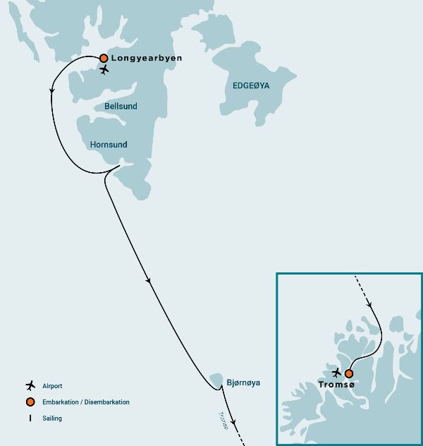 Map: Spitsbergen Sur - Isla del Oso - Noruega (Oceanwide)