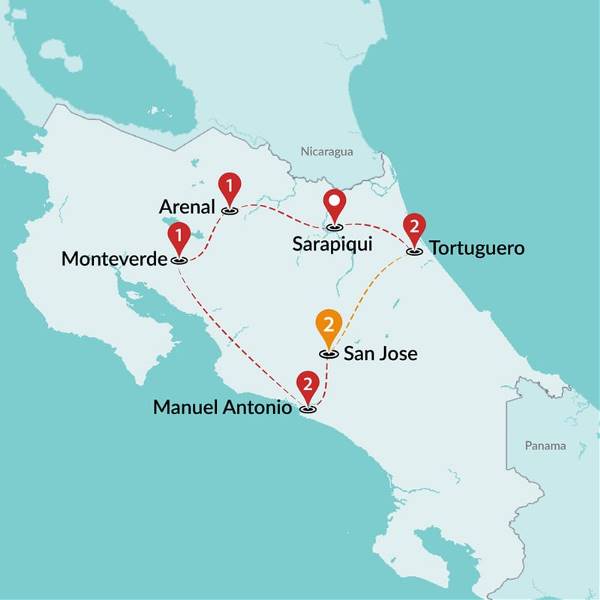 Map: Highlights of Costa Rica (Traveltalk)