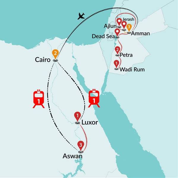 Map: Essential Jordan & Egypt (5 & 4 Star Hotels) (Traveltalk)