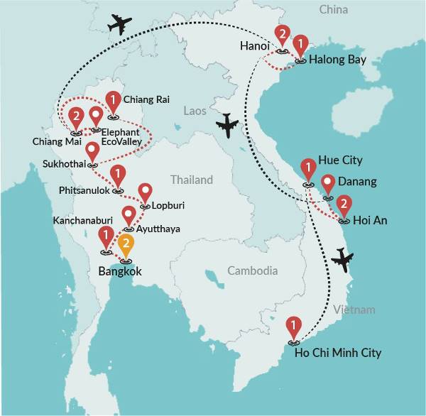 Map: Best of Thailand & Vietnam (Traveltalk)