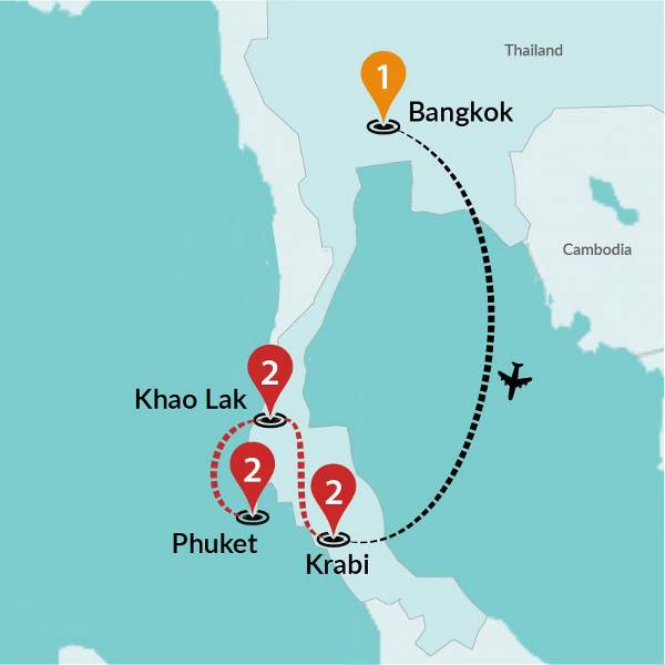 Map: Thailand West Coast - Bangkok to Phuket (Traveltalk)