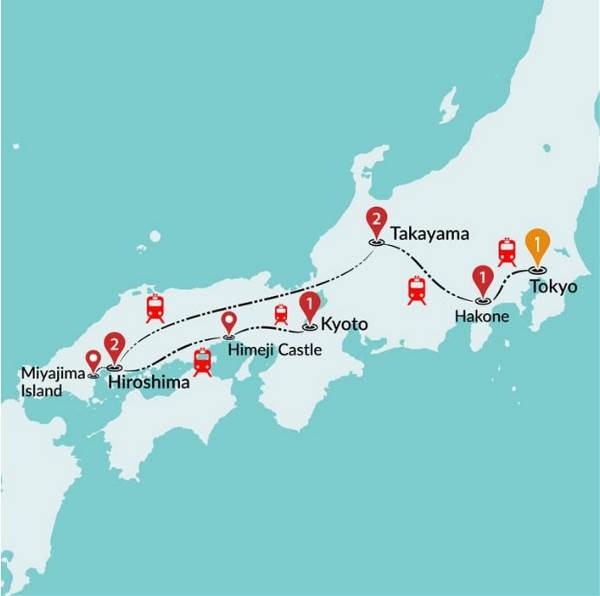 Map: Highlights of Japan (Traveltalk)