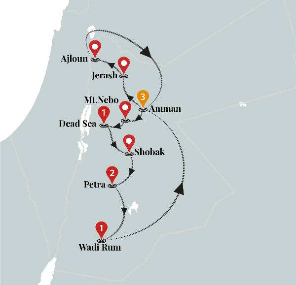Map: Best of Jordan Luxury Tour (Ciconia)