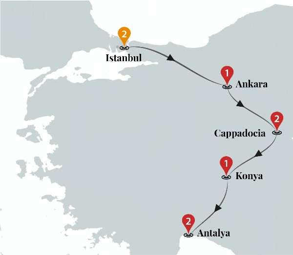 Map: Impressive Turkey Luxury Tour (Ciconia)