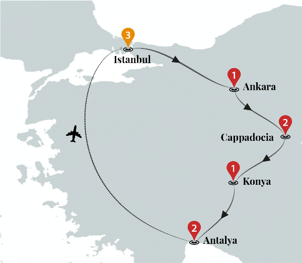 Map: Fantastic Turkey Luxury Tour (Ciconia)