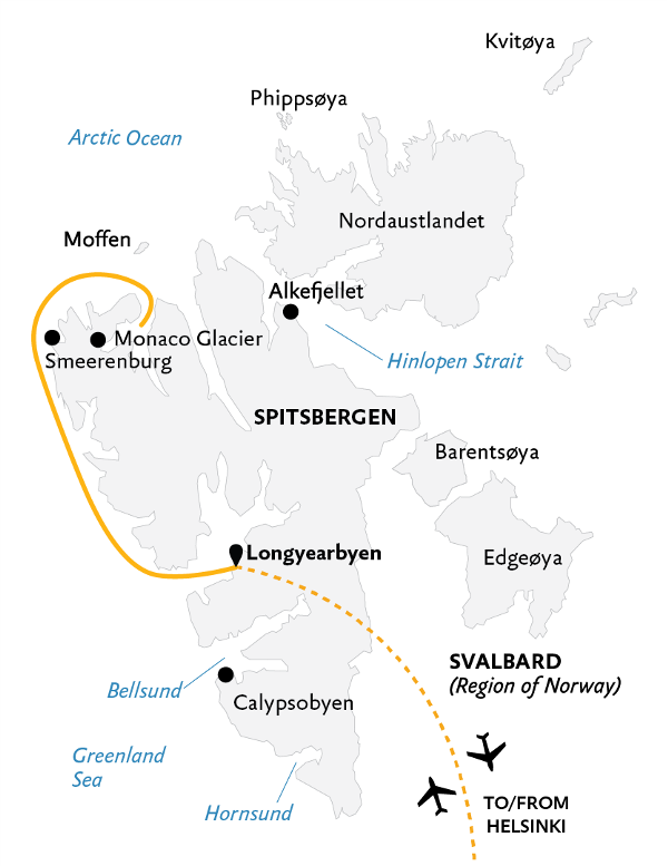 Map: Spitsbergen Highlights: Journey into the Arctic Wilderness (Quark)