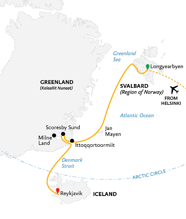 Map: Four Arctic Islands: Spitsbergen, Jan Mayen, Greenland and Iceland (Quark)