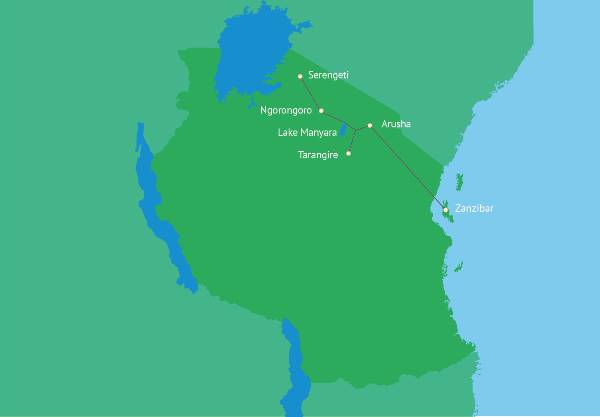 Map: Rondreis Het beste van Tanzania (Travelworld NL)