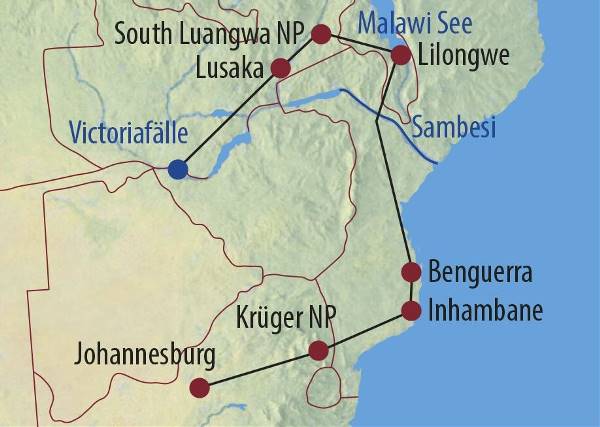 Map: Sambia • Malawi • Mosambik • Südafrika: Entlang der Handelsroute (Diamir)