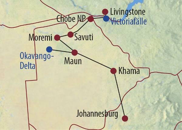 Map: Botswana • Sambia: Auf Pirsch in der Savanne und im Einbaum durchs Delta (Diamir)