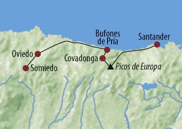 Map: Spanien | Picos de Europa: Wandererlebnis zwischen Gebirge und Meer im grünen Spanien (Diamir)