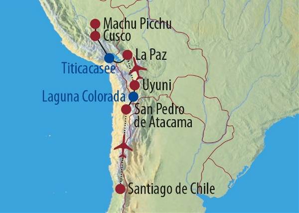 Map: Chile • Bolivien • Peru: Höhepunkte der Andenstaaten (Diamir)