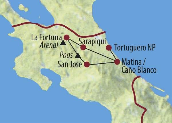 Map: Costa Rica: Höhepunkte Costa Ricas (Diamir)