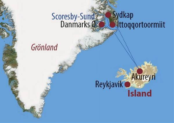 Map: Grönland: Scoresby-Sund: Eisberge und Nordlichter (Diamir)