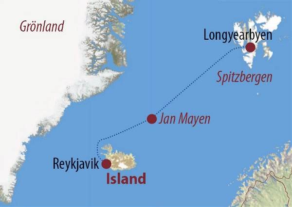 Map: Island • Jan Mayen • Spitzbergen: Kurs Nord: Über den Polarkreis (Diamir)