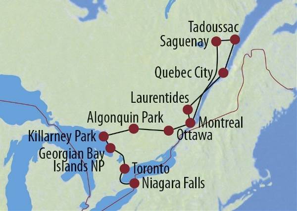 Map: Kanada | Ontario • Quebec: Klassiker und Geheimtipps Ostkanadas im Indian Summer (Diamir)