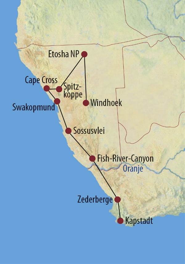 Map: Südafrika • Namibia: Vom Kap nach Windhoek als Campingsafari (Diamir)