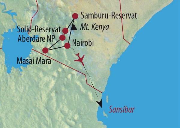 Map: Kenia • Tansania: Safariperlen und Sansibar (Diamir)