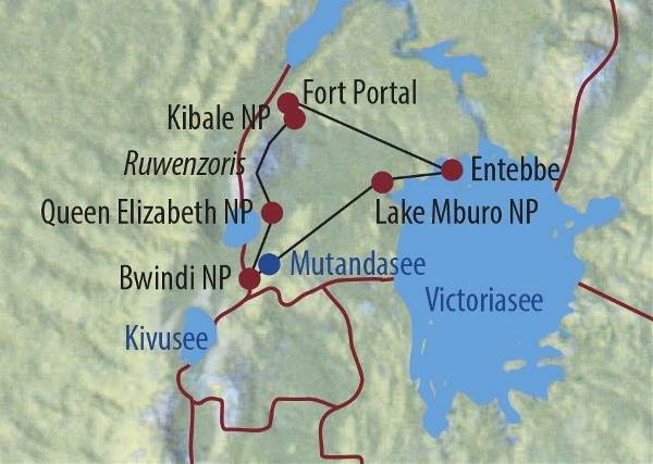 Map: Uganda: Aktiv im Land der Silberrücken (Diamir)