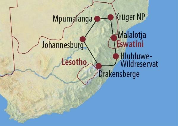 Map: Südafrika • Eswatini: Südafrika aktiv (Diamir)